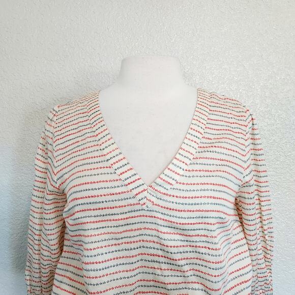 Anthro's Postcard Red & Blue Striped Blouse Size 4 - Picture 1 of 13